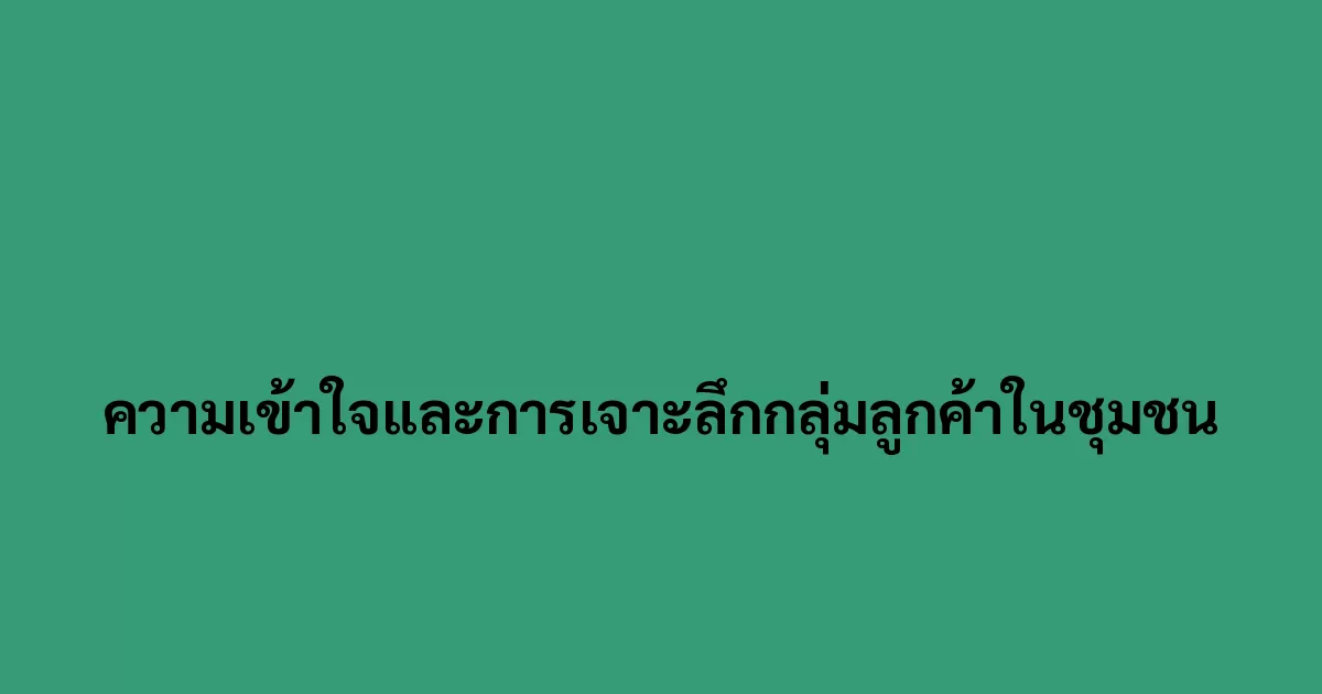 ความเข้าใจและการเจาะลึกกลุ่มลูกค้าในชุมชน