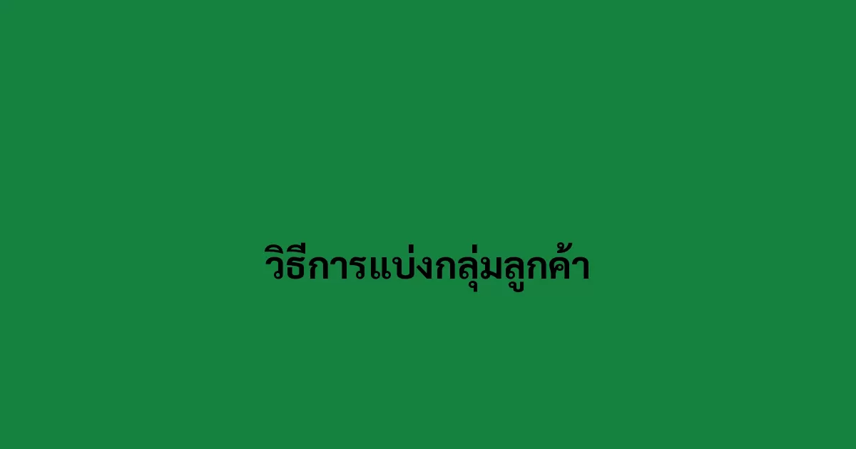 วิธีการแบ่งกลุ่มลูกค้า