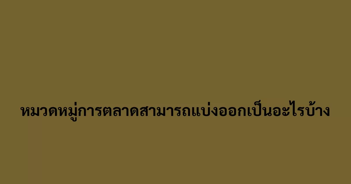 หมวดหมู่การตลาดสามารถแบ่งออกเป็นอะไรบ้าง