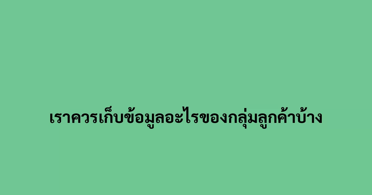 เราควรเก็บข้อมูลอะไรของกลุ่มลูกค้าบ้าง