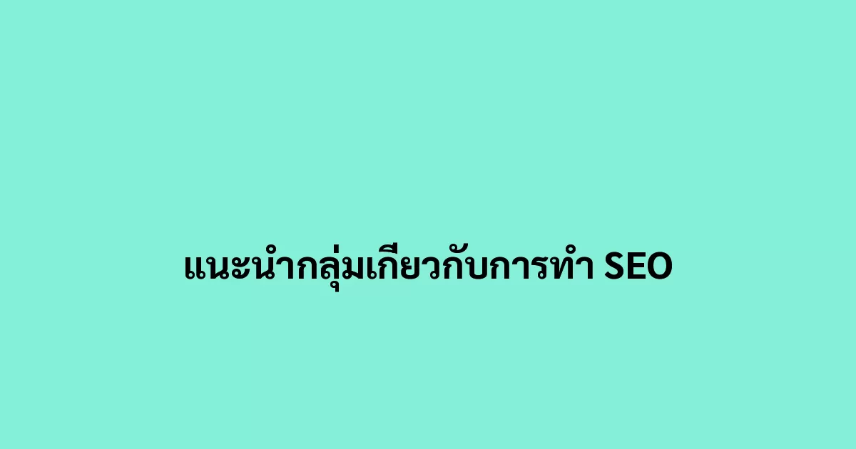 แนะนำกลุ่มเกี่ยวกับการทำ SEO